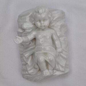 Vintage Dresden White Porcelain Baby Jesus Nativity Figure Glazed Finish Germany